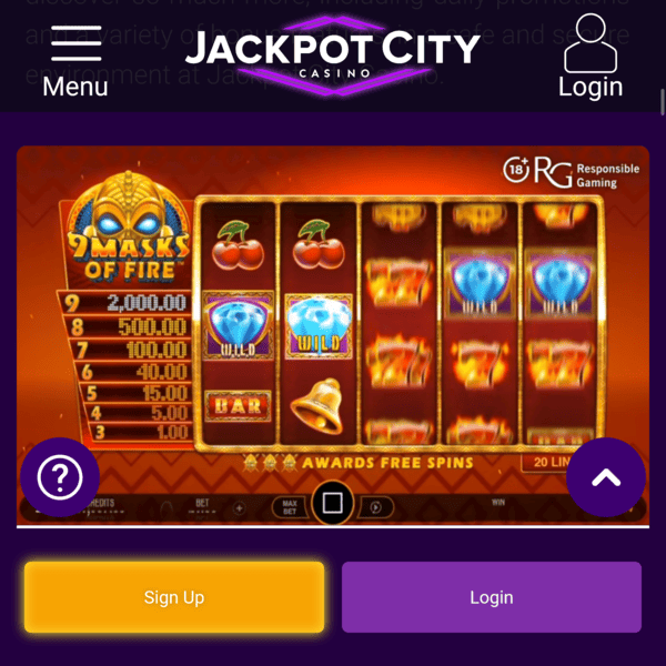 Jackpot City Casino 9 Masks of Fire Slot - Exciting fire-themed slot game