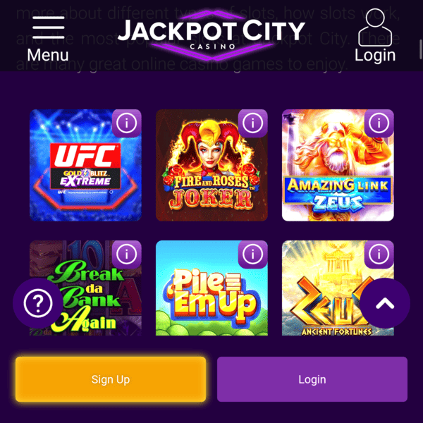 Jackpot City Casino Games Grid - Browse our extensive game collection