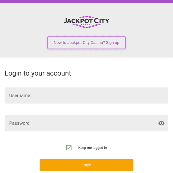 Jackpot City Casino Login Page - Sign in to your account